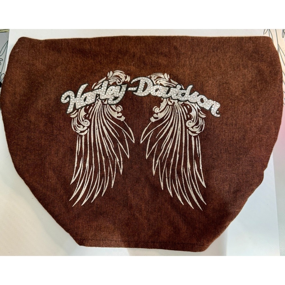 Harley-Davidson Womens Rhinestone Wings Head Wrap Brown One Size Biker EUC